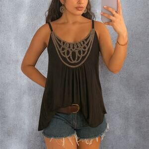 Vintage 2000s iZ Byer Embellished Sleeveless Halter Neck Top Size Medium